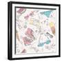 Cute Summer Abstract Pattern-cherry blossom girl-Framed Art Print