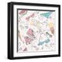 Cute Summer Abstract Pattern-cherry blossom girl-Framed Art Print