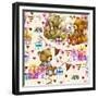 Cute Teddy Bear Seamless Pattern. Kids Birthday Watercolor Background.-Faenkova Elena-Framed Premium Giclee Print