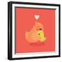 Cute Vector Cartoon Decorative Birds Mom and Child Characters Hugging Each Other Smiling. Parents L-Mascha Tace-Framed Art Print