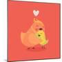 Cute Vector Cartoon Decorative Birds Mom and Child Characters Hugging Each Other Smiling. Parents L-Mascha Tace-Mounted Art Print