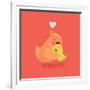 Cute Vector Cartoon Decorative Birds Mom and Child Characters Hugging Each Other Smiling. Parents L-Mascha Tace-Framed Art Print