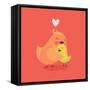 Cute Vector Cartoon Decorative Birds Mom and Child Characters Hugging Each Other Smiling. Parents L-Mascha Tace-Framed Stretched Canvas