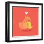 Cute Vector Cartoon Decorative Birds Mom and Child Characters Hugging Each Other Smiling. Parents L-Mascha Tace-Framed Art Print