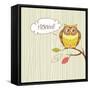 Cute Vector Owl. Hoot Card-Alisa Foytik-Framed Stretched Canvas