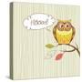 Cute Vector Owl. Hoot Card-Alisa Foytik-Stretched Canvas