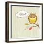 Cute Vector Owl. Hoot Card-Alisa Foytik-Framed Art Print