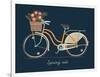 Cute Vector Retro Bicycle for Ladies with Basket Full of Spring Flowers | Hand Drawn Vintage Fashio-Mascha Tace-Framed Art Print