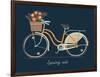 Cute Vector Retro Bicycle for Ladies with Basket Full of Spring Flowers | Hand Drawn Vintage Fashio-Mascha Tace-Framed Art Print