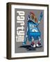 Cute Vintage Dancer Robot, Party, Vector-braingraph-Framed Art Print