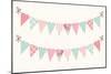 Cute Vintage Heart Shaped Shabby Chic Textile Bunting Flags Ideal for Valentines Day, Wedding, Birt-Cute Designs-Mounted Art Print