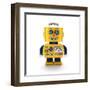 Cute Vintage Toy Robot over White Background Smiling Happily-badboo-Framed Art Print