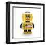 Cute Vintage Toy Robot over White Background Smiling Happily-badboo-Framed Art Print