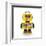 Cute Vintage Toy Robot over White Background Smiling Happily-badboo-Framed Art Print