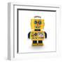 Cute Vintage Toy Robot over White Background Smiling Happily-badboo-Framed Art Print