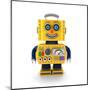 Cute Vintage Toy Robot over White Background Smiling Happily-badboo-Mounted Art Print