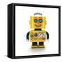 Cute Vintage Toy Robot over White Background Smiling Happily-badboo-Framed Stretched Canvas