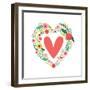 Cute Vintage Valentine's Day Symbol as Rustic Hand Drawn First Spring Flowers in Heart Shape-Cute Designs-Framed Art Print