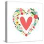 Cute Vintage Valentine's Day Symbol as Rustic Hand Drawn First Spring Flowers in Heart Shape-Cute Designs-Stretched Canvas