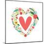 Cute Vintage Valentine's Day Symbol as Rustic Hand Drawn First Spring Flowers in Heart Shape-Cute Designs-Mounted Art Print