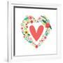 Cute Vintage Valentine's Day Symbol as Rustic Hand Drawn First Spring Flowers in Heart Shape-Cute Designs-Framed Art Print