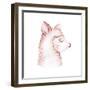 Cute Watercolor Llama, Alpaca Illustration Isolated on White. Llama Print Ethnic Blanket, Flowers W-Kris_art-Framed Photographic Print