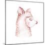 Cute Watercolor Llama, Alpaca Illustration Isolated on White. Llama Print Ethnic Blanket, Flowers W-Kris_art-Mounted Photographic Print