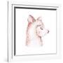 Cute Watercolor Llama, Alpaca Illustration Isolated on White. Llama Print Ethnic Blanket, Flowers W-Kris_art-Framed Photographic Print