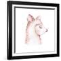 Cute Watercolor Llama, Alpaca Illustration Isolated on White. Llama Print Ethnic Blanket, Flowers W-Kris_art-Framed Photographic Print