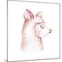 Cute Watercolor Llama, Alpaca Illustration Isolated on White. Llama Print Ethnic Blanket, Flowers W-Kris_art-Mounted Photographic Print