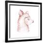 Cute Watercolor Llama, Alpaca Illustration Isolated on White. Llama Print Ethnic Blanket, Flowers W-Kris_art-Framed Photographic Print