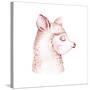 Cute Watercolor Llama, Alpaca Illustration Isolated on White. Llama Print Ethnic Blanket, Flowers W-Kris_art-Stretched Canvas