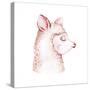 Cute Watercolor Llama, Alpaca Illustration Isolated on White. Llama Print Ethnic Blanket, Flowers W-Kris_art-Stretched Canvas