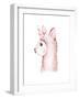 Cute Watercolor Llama, Alpaca Illustration Isolated on White. Llama Print Ethnic Blanket, Flowers W-Kris_art-Framed Photographic Print