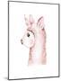 Cute Watercolor Llama, Alpaca Illustration Isolated on White. Llama Print Ethnic Blanket, Flowers W-Kris_art-Mounted Photographic Print