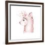 Cute Watercolor Llama, Alpaca Illustration Isolated on White. Llama Print Ethnic Blanket, Flowers W-Kris_art-Framed Photographic Print