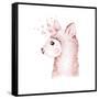 Cute Watercolor Llama, Alpaca Illustration Isolated on White. Llama Print Ethnic Blanket, Flowers W-Kris_art-Framed Stretched Canvas