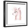 Cute Watercolor Llama, Alpaca Illustration Isolated on White. Llama Print Ethnic Blanket, Flowers W-Kris_art-Framed Photographic Print