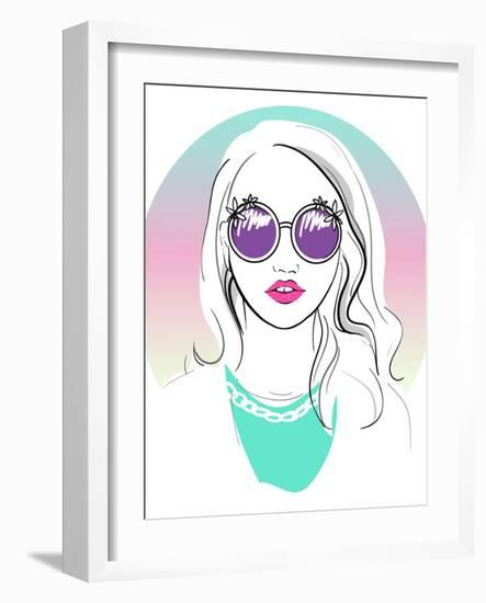 Cute Young Girl Fashion Illustration.-cherry blossom girl-Framed Art Print