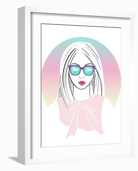 Cute Young Girl Fashion Illustration.-cherry blossom girl-Framed Art Print