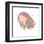 Cute Young Girl Smelling Flower Illustration-smilewithjul-Framed Art Print