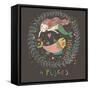 Cute Zodiac Sign - Pisces. Vector Illustration. Little Mermaid Swimming with Big Fish with Flowers-smilewithjul-Framed Stretched Canvas