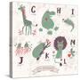 Cute Zoo Alphabet in Vector. G, H, I, J, K, L, M Letters. Funny Animals in Love. Giraffe, Hippo, Ig-smilewithjul-Stretched Canvas