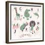 Cute Zoo Alphabet in Vector. G, H, I, J, K, L, M Letters. Funny Animals in Love. Giraffe, Hippo, Ig-smilewithjul-Framed Premium Giclee Print