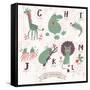 Cute Zoo Alphabet in Vector. G, H, I, J, K, L, M Letters. Funny Animals in Love. Giraffe, Hippo, Ig-smilewithjul-Framed Stretched Canvas