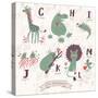 Cute Zoo Alphabet in Vector. G, H, I, J, K, L, M Letters. Funny Animals in Love. Giraffe, Hippo, Ig-smilewithjul-Stretched Canvas