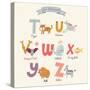 Cute Zoo Alphabet in Vector. T, U, V, W, X, Y, Z Letters. Funny Cartoon Animals. Tiger, Unicorn, Va-smilewithjul-Stretched Canvas