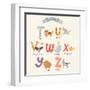 Cute Zoo Alphabet in Vector. T, U, V, W, X, Y, Z Letters. Funny Cartoon Animals. Tiger, Unicorn, Va-smilewithjul-Framed Art Print
