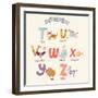 Cute Zoo Alphabet in Vector. T, U, V, W, X, Y, Z Letters. Funny Cartoon Animals. Tiger, Unicorn, Va-smilewithjul-Framed Art Print