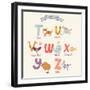 Cute Zoo Alphabet in Vector. T, U, V, W, X, Y, Z Letters. Funny Cartoon Animals. Tiger, Unicorn, Va-smilewithjul-Framed Art Print